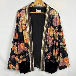 Loverich Women Velvet Kimono Jacket Sz L-XL Open Front Boho Gypsy Luxe Regal